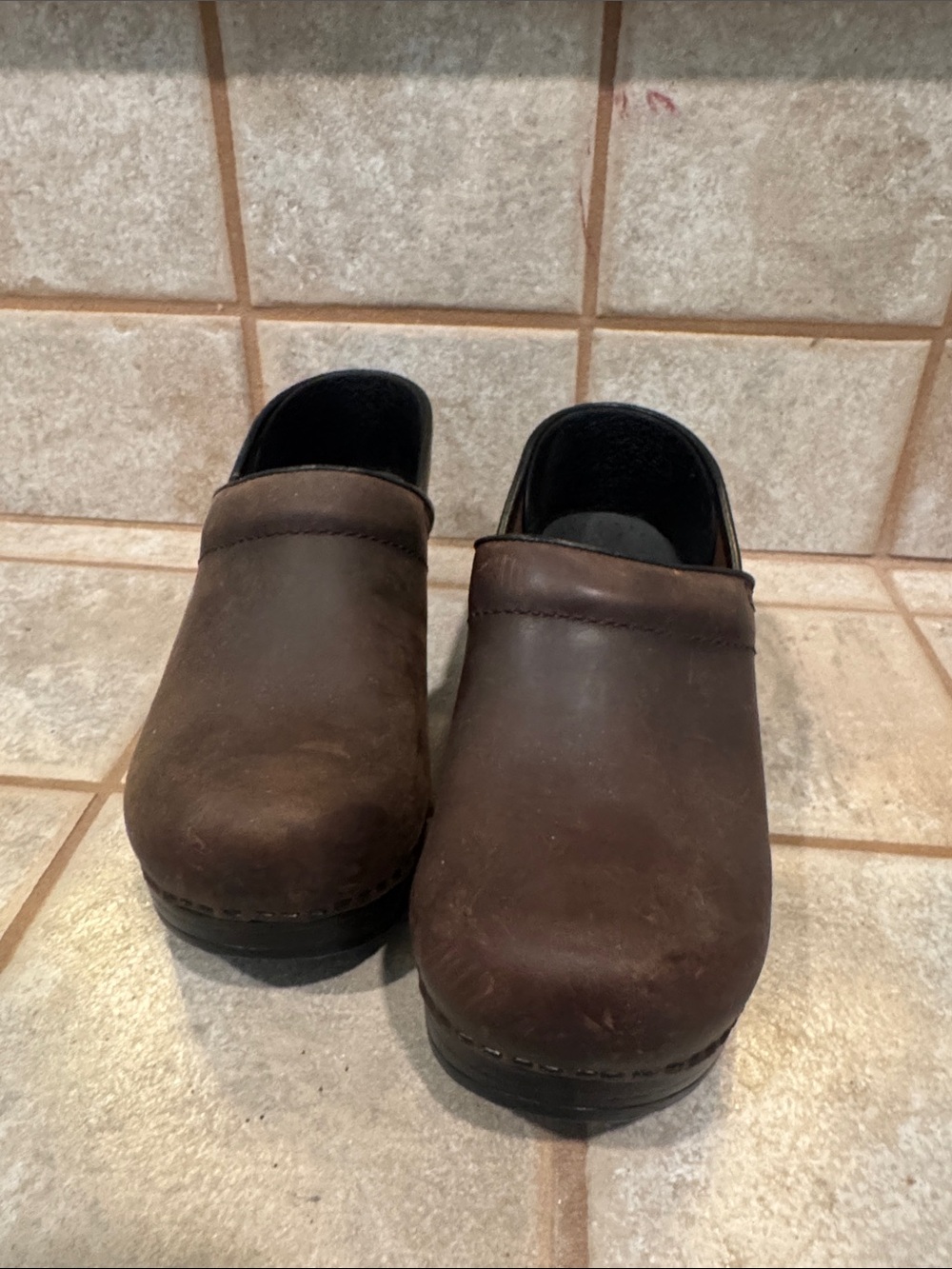 Men's Brown Leather Clogs